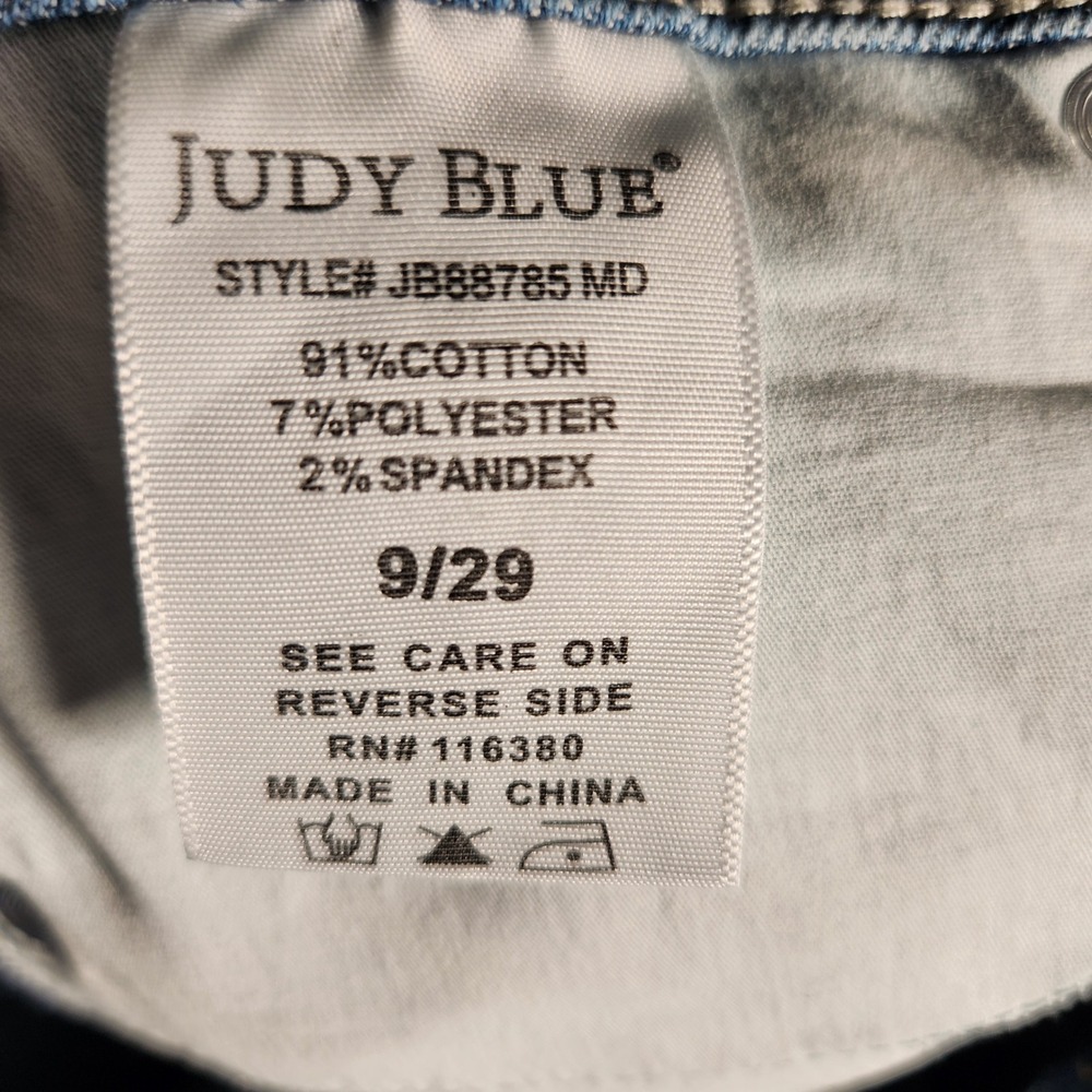 Judy Blue Straight Jeans Womens 9/29 Blue Excellent Distressed High Rise - Picture 9 of 14